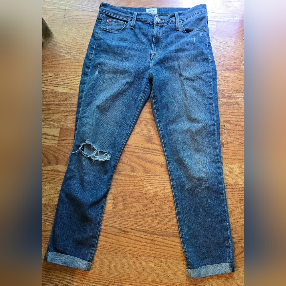 Hudson Natalie Jeans Mid Rise Boyfriend Ankle Distressed Women's SZ 27